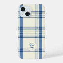 Klassieke Blauwe en Crème Plaid Telefoonhoes