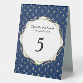 Klassieke blauwe en gouden bruiloft