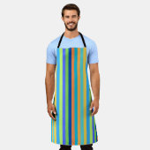 Klassieke blauwe en Oranje regenboogstrips Schort (Gedragen)