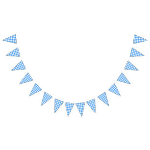 Klassieke Blauwe en Witte Gingham Partij Vlaggetjes