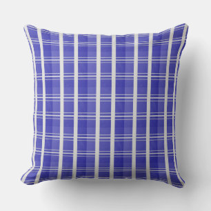 Klassieke blauwe en witte ruit kussen