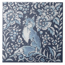 Klassieke Blauwe  Fox Forest Floral Art