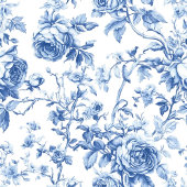 Klassieke blauwe Franse Toile-rozen bloemtafel run Lange Tafelloper