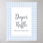 Klassieke Blauwe Gingham Luier Raffle Poster (Voorkant)