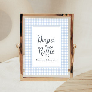 Klassieke Blauwe Gingham Luier Raffle Poster