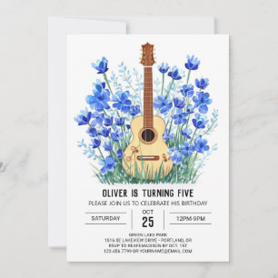 Klassieke Blauwe Gitaar Jongen Verjaardag Kaart