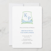 Klassieke Blauwe Groene Couples Crest Passen getro Kaart (Voorkant)