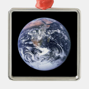 Klassieke blauwe marmeren aarde foto metalen ornament