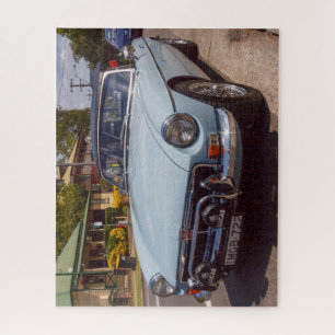 Klassieke blauwe MGB roadster sportauto. Legpuzzel