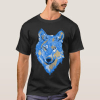Klassieke blauwe waterverf splatten wolf