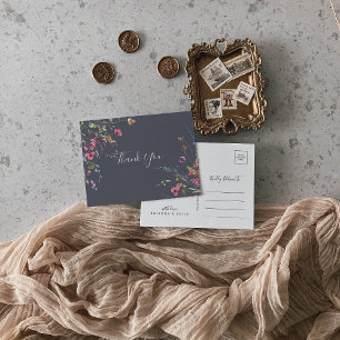 Klassieke blauwe wilde flora Hartelijk dank Briefkaart