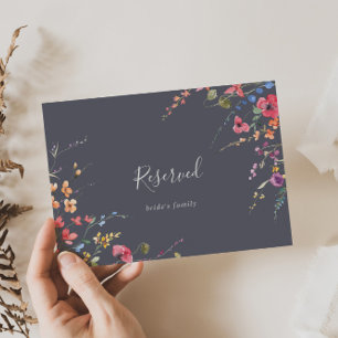 Klassieke blauwe wilde Floral bruiloft gereserveer