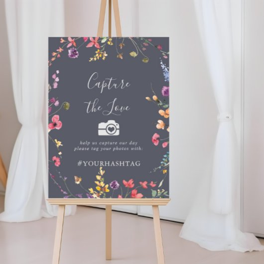 Klassieke Blauwe Wilde Vang de Liefde Hashtag Poster