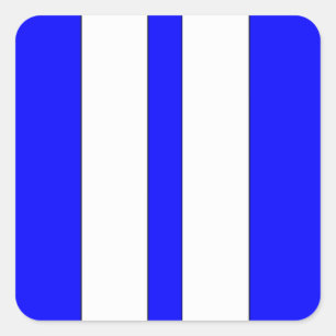 Klassieke Blauwe & Witte Retro Auto Racing Stripes Vierkante Sticker