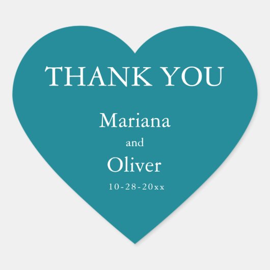 Klassieke Blauwgroen bruiloft Hart Sticker (Voorkant)
