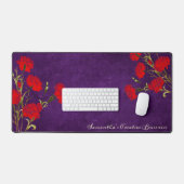 Klassieke Bloem Kunst Rode Anjer Voeg Naam Toe Paa Bureaumat (Keyboard & Muis)