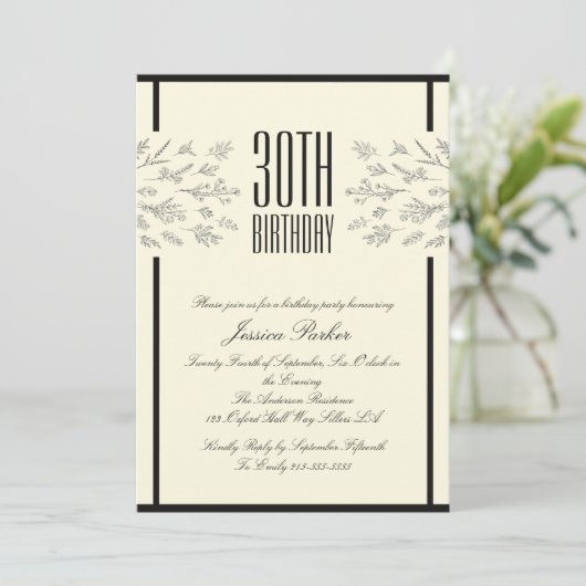 Klassieke Bloemen Beige Volwassen Verjaardag uitno Kaart (Staand voorkant)