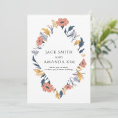 Klassieke Bloemen Bloeiende Bloemen Huwelijksuitno Kaart (Staand voorkant)