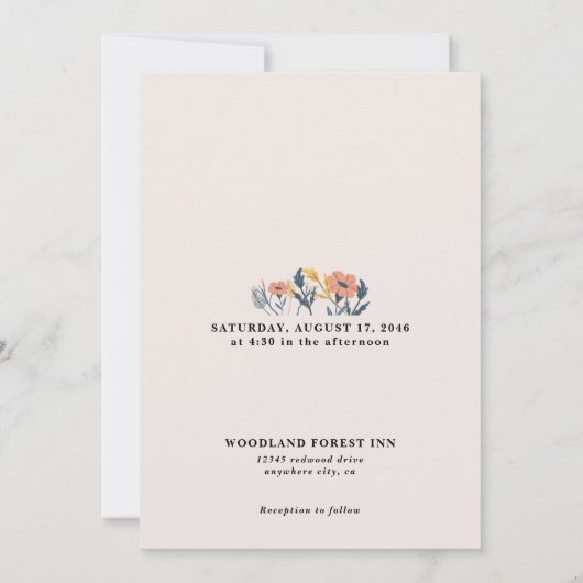 Klassieke Bloemen Bloeiende Bloemen Huwelijksuitno Kaart (Achterkant)