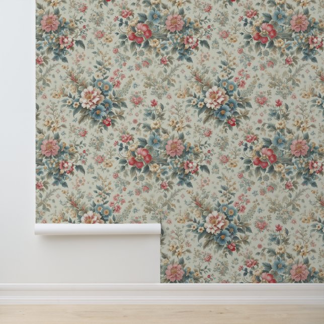 Klassieke Bloemen Print Wallpaper Behang (Applicatie)