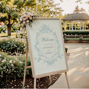 Klassieke Bloemen Wedding Crest Welkom Poster