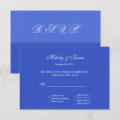 Klassieke bloemenblauwe RSVP trouwuitnodigingen. (Voorkant / Achterkant)