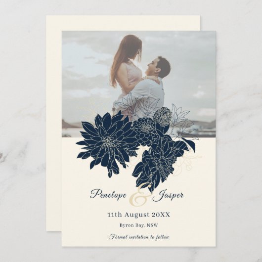 Klassieke Bloemenfoto Save the Date Uitnodiging (Voorkant / Achterkant)