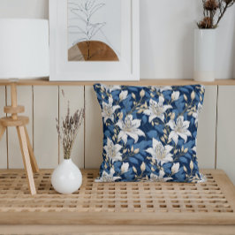 Klassieke Bloemenlelies Witte Blauwe Lentetuin Kussen