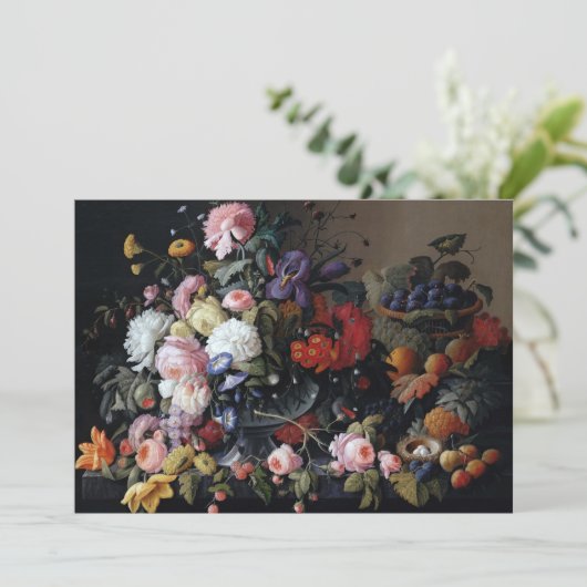 Klassieke  bloemenschildering kaart (Staand voorkant)