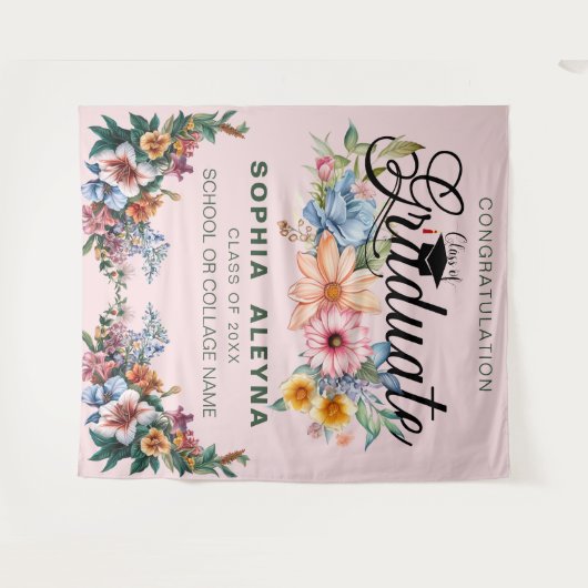 Klassieke bloementuin afstuderen wandkleed (Voorkant (horizontaal))