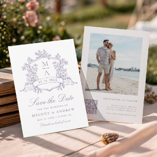Klassieke Bloom Garden Lavendel Trouwfoto Save The Date