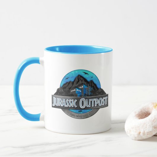 Klassieke Blue Jurassic Outpost Logo Mok (Met donut)