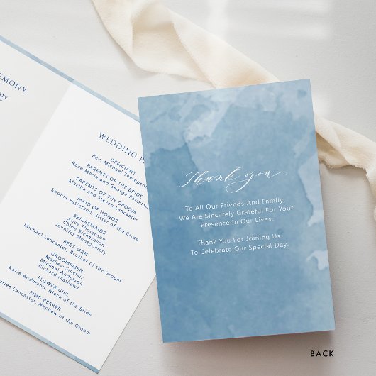 Klassieke, Blue Monogram Folded Ceremony Program