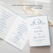 Klassieke, Blue Monogram Folded Ceremony Program