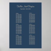 Klassieke Blue Simple Wedding Seating Chart Poster (Voorkant)