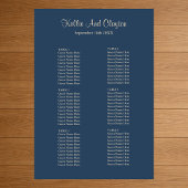 Klassieke Blue Simple Wedding Seating Chart Poster