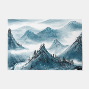 Klassieke Blue White Chinoiserie Mountains Paintin Deurmat