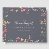 Klassieke Blue Wild Floral Wedding Gastenboek (Voorkant)