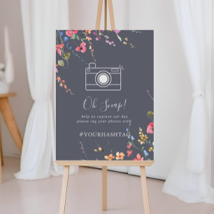 Klassieke Blue Wild Floral Wedding Oh Snap Poster