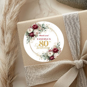 Klassieke Blush Bourgogne 80e Verjaardag Stickers