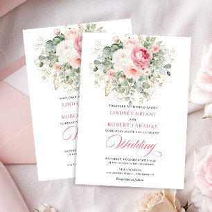 Klassieke Blush Pioenroos Groenery Gouden Trouw Ui Kaart
