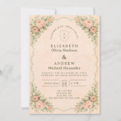 Klassieke Blush Roos Boog Bruiloft Kaart (Voorkant)