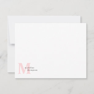 Klassieke Blush Roze Monogram Naam Typografie Notitiekaartje
