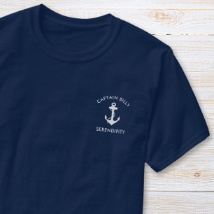 Klassieke Boat Anker Kapiteins Marine Blauw T-shirt