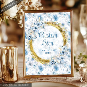 Klassieke Boheemse Lichtblauw Goud bruiloft Custom Poster