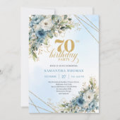 Klassieke boho blauwe bloemen eucalyptus 70ste ver kaart (Voorkant)