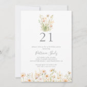 Klassieke Boho Blush Wildflower 21ste verjaardagsf Kaart (Voorkant)