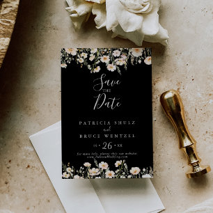 Klassieke Boho Blush Wildflower Black Wedding Save The Date