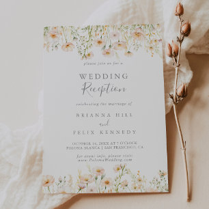 Klassieke Boho Blush Wildflower bruiloft receptie Kaart