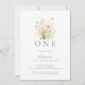 Klassieke Boho Blush Wildflower Eerste Verjaardags Kaart (Voorkant)